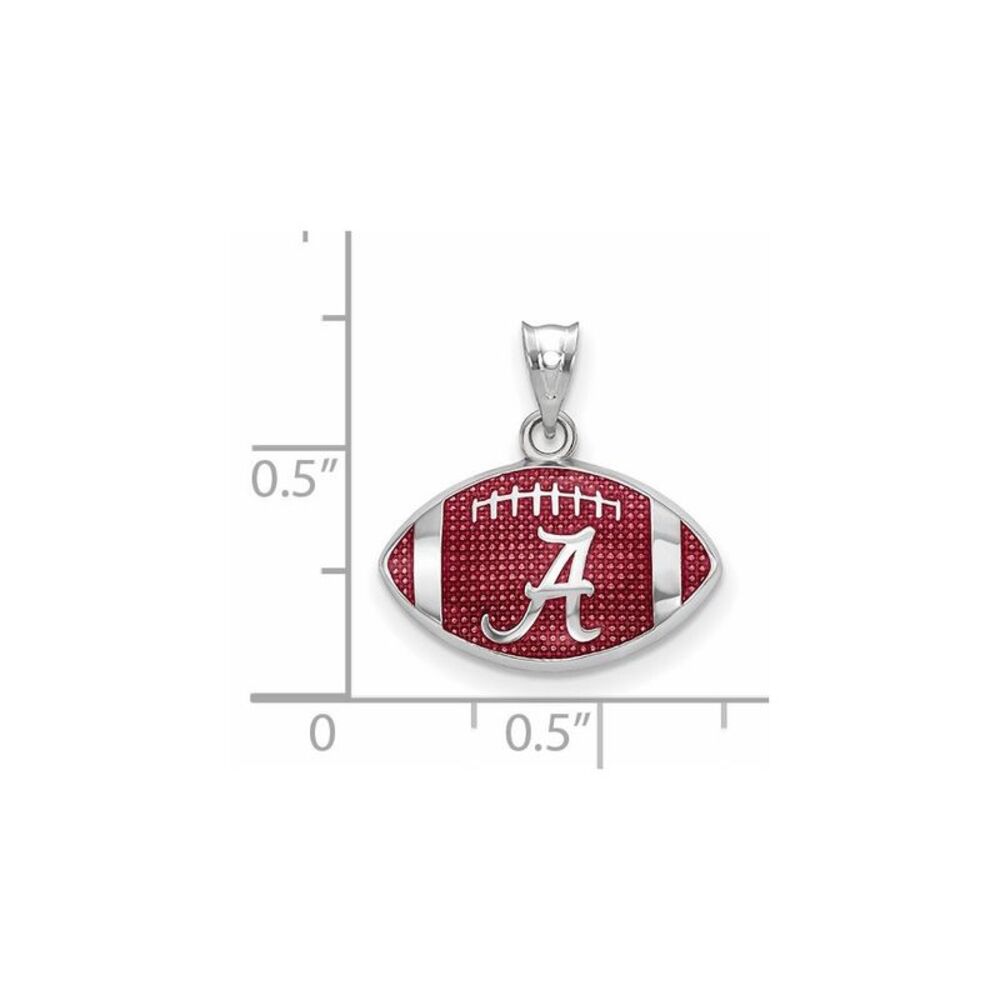 Sterling Silver University of Alabama Small Enamel Football Pendant - Picture 2 of 3